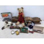 A mixed lot to include Beswick model of a cat, boxed Parker 51 pens, mohair bear, model cars and