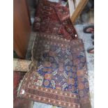 A group of five Middle Eastern rugs to include hand woven examples of various sizes Location: