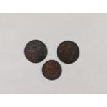 East India Company - a group of three coins to include two 1793 Manchester Promissory halfpennies