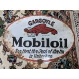 A late 20th century 'Gargoyle Mobiloil' enamel advertising sign, 29cm x 40.5cm w Location: