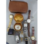 Mixed wristwatches to include Casio, Seiko, Jndur DeLuxe, a Looping travel clock and others