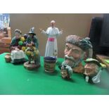 Doulton ceramics to include The Mask Seller HN2103, The Old Balloon Seller HN1315, Pope John Paul II