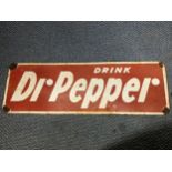 A late 20th century 'Drink Dr Pepper' enamel advertising sign, 59.5cm x 20.5cm Location: