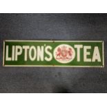 A late 20th Century 'Liptons Tea' enamel advertising sign, 72.5cm x 19cm Location: