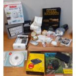 A mixed lot of electrical items and accessories, some boxed, to include a Panasonic TV stand,