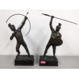 Two late 19th/early 20th century spelter figures of classical athletes to include one with a bow and