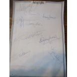 An autograph page bearing the signatures of Sir Alf Ramsey, Nobby Stiles, Martin Peters, George