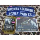 Three late 20th century enamel advertising sign to include 'Longman & Martinez Pure Paints', 20.