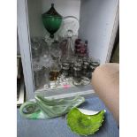 A group of cut table glass, art glass, and other items to include a set of six Coca Cola tumblers,