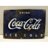 A late 20th century 'Coca Cola' enamelled advertising sign, 40cm h x 28cm w Location: