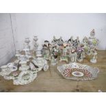 A selection of early 20th century German figurines and other ceramics to include Sitzendorf, Unter