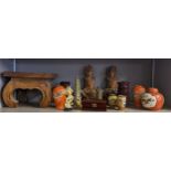 Mixed Oriental items to include a pair of resin Dogs of Foo, figures, seal, vases, ginger jar and