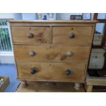 A Victorian pine chest of two short and two long drawers on turned legs, 81.5cm h x 86cm w Location: