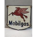 A late 20th century 'Mobilas' enamelled advertising sign, 31cm h x 31cm w Location:
