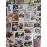 A collection of vintage greetings cards and postcards post 1916. Location:RWM
