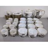 A late 19th/early 20th century Limoges painted tea service decorated with mixed scenes of figures