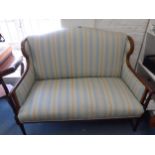 An Edwardian inlaid mahogany sofa with turned reeded columns, and legs Location: RWF