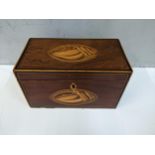 A George III inlaid mahogany tea caddy with shell ornament Location: