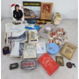 A mixed lot to include cigarette cards, playing cards, Looe & Polperro holiday items, photographs, a