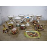 A group of Caverswall china to include a set of six Christmas Carol limited edition goblets, each