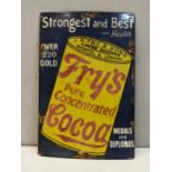 A late 20th century 'Fry's Pure Concentrated Cocoa' enamelled advertising sign, 46cm x 30.5cm