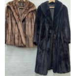 A Norwegian dark brown mink coat A/F, 44"chest x 43" long together with a vintage brown fur