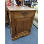 A vintage French jam cabinet having a single drawer above a panelled door, 89.5cm h x 67.5cm w