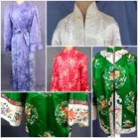 A mid to late 20th Century Chinese silk jacket with Mandarin collar, hand embroidered flora