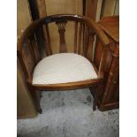 A group of small furniture to include an Edwardian mahogany chair with string inlaid decoration,