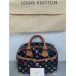 Louis Vuitton-A Takashi Murakami monogram multicolour Noir Trouville canvas handbag with leather