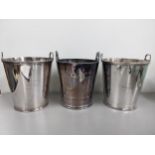 Three silver plated twin handled ice buckets v