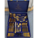 A Solingen West German 23/24ct gold plated cutlery set in blue suitcase style canteen Location: