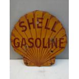 A late 20th century 'Shell Gasoline' enamelled advertising sign, 61cm h x 61cm w Location: