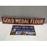 Two late 20th century enamelled advertising signs to include 'Gold Medal Flour' 10.5cm h x 61cm w