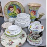 A mixed lot to include model of a cornucopia, egg pot, Alchemy dinner service, large Italian vase