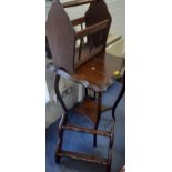 An early 20th century two-tier mahogany occasional table, together with a magazine rack, two chairs,