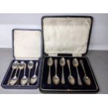 Two early 20th century cased set of spoons hallmarked Sheffield 1905, total weight 102.8g Location: