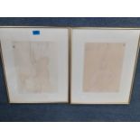 Auguste Rodin - two nude prints mounted in gold coloured frames, signed lower corners, 30cm x