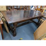 An early 20th century oak refectory table on turned block legs Location: LAF