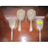 Two pairs of silver backed dressing table hair brushes Location: