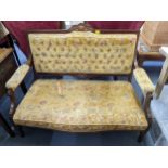 A late Victorian mahogany marquetry inlaid two seater salon sofa Location: