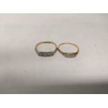 Two ladies 18ct gold rings inset with diamonds, 3.8g Location:
