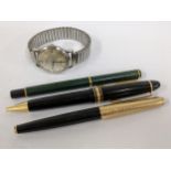 Mont Blanc pen and two Parker pens Location: