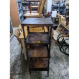 A Victorian mahogany four tier whatnot with drawer and mahogany drop leaf work table. Location: