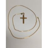 A 9ct gold necklace together with a 9ct gold cross pendant, 3.4g Location: