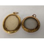 Two 9ct gold pendants to include one with an embossed frame, total weight 11.6g Location: