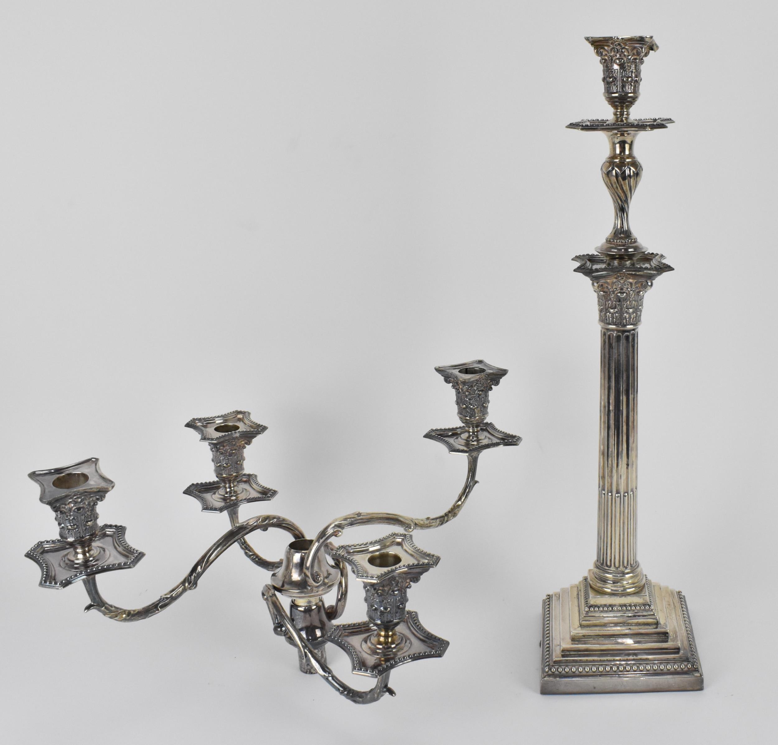 A late Victorian silver single convertible five light candelabra, London 1896, possibly by Fordham & - Image 6 of 9