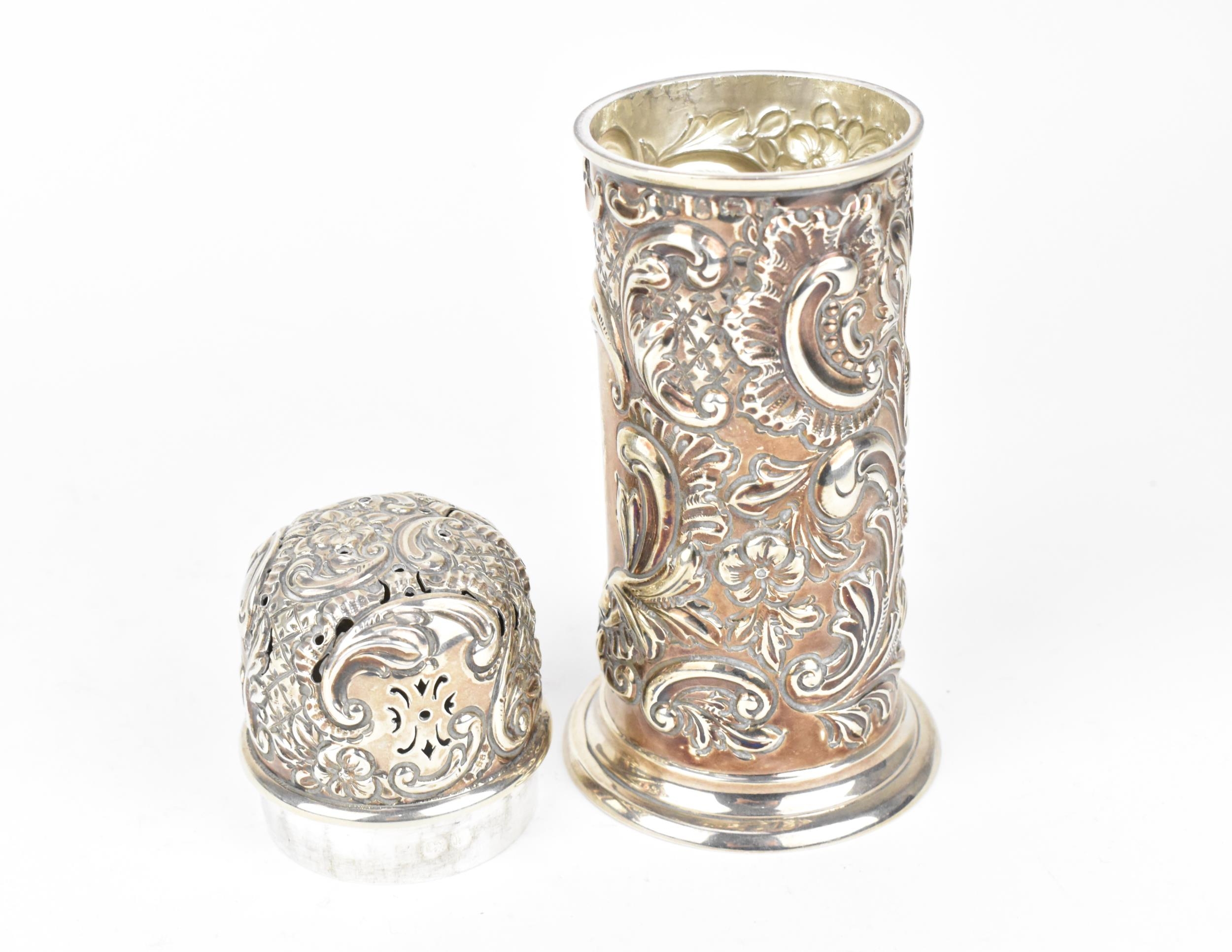 An Edwardian silver sugar sifter by Thomas Hayes, Birmingham 1901, in the lighthouse form with - Image 2 of 6