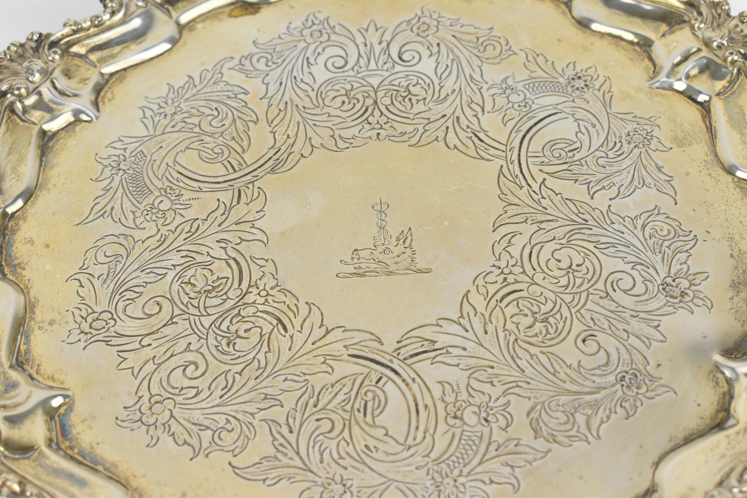 A Victorian silver salver by Joseph, Albert, Horace & Ethelbert Savory, London 1882, with moulded - Image 3 of 7