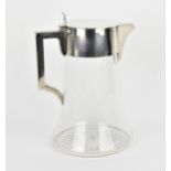 A large English silver-plated and glass water/lemonade jug retailed by Flavelle, of tapered form
